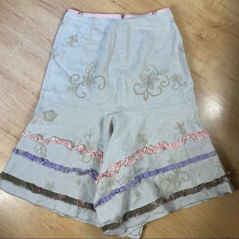 J. JILL Skirt Linen Cottage Core handkerchief hem